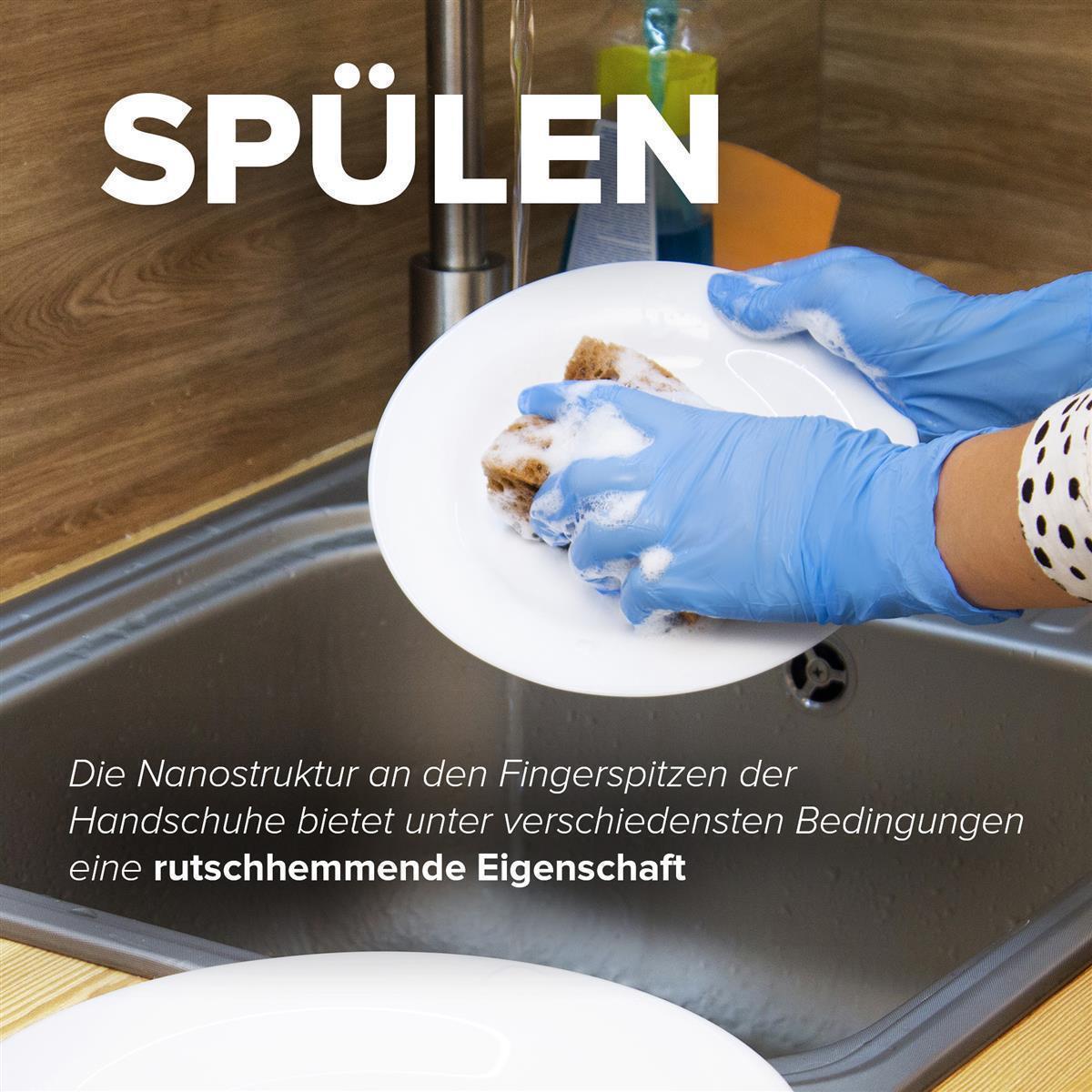 Einweg-Nitril-Handschuhe Größe L, Puderfrei und Latexfrei, Einmalhandschuhe Untersuchungshandschue 100 st - Blau - Hard-Germany