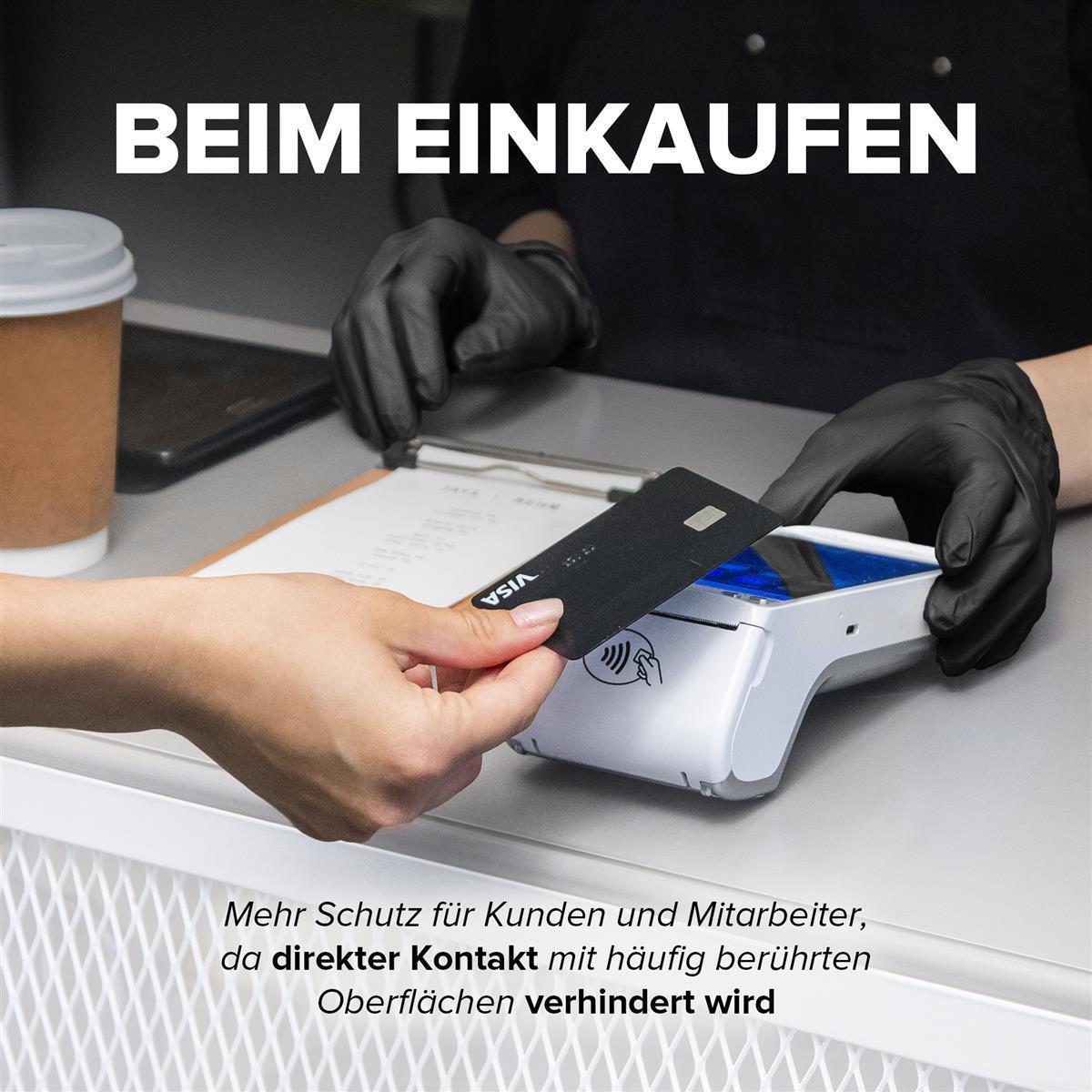Einweg-Nitril-Handschuhe Größe S, Puderfrei und Latexfrei, Einmalhandschuhe Untersuchungshandschuhe 100 st - Schwarz - Hard-Germany