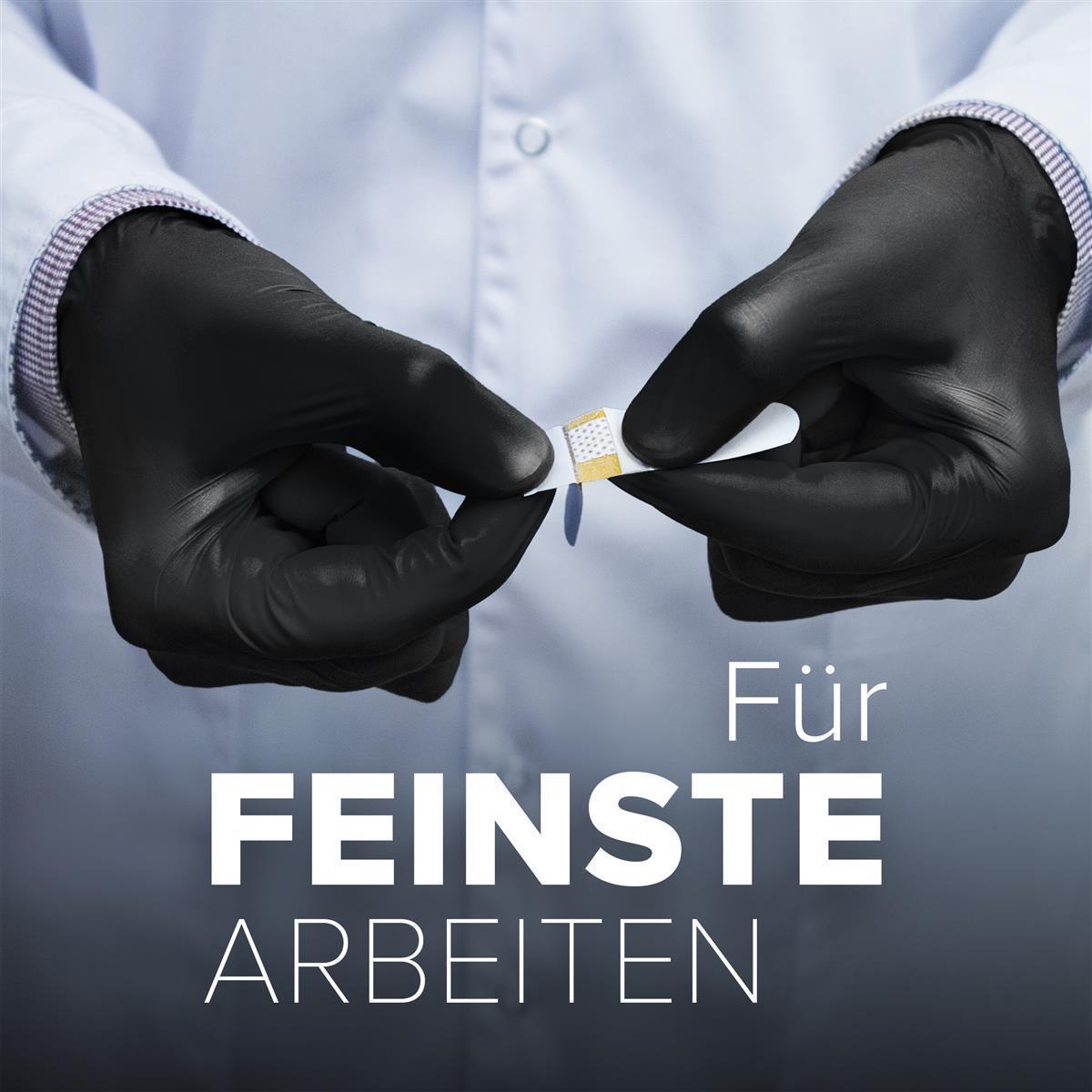 Einweg-Nitril-Handschuhe Größe S, Puderfrei und Latexfrei, Einmalhandschuhe Untersuchungshandschuhe 100 st - Schwarz - Hard-Germany