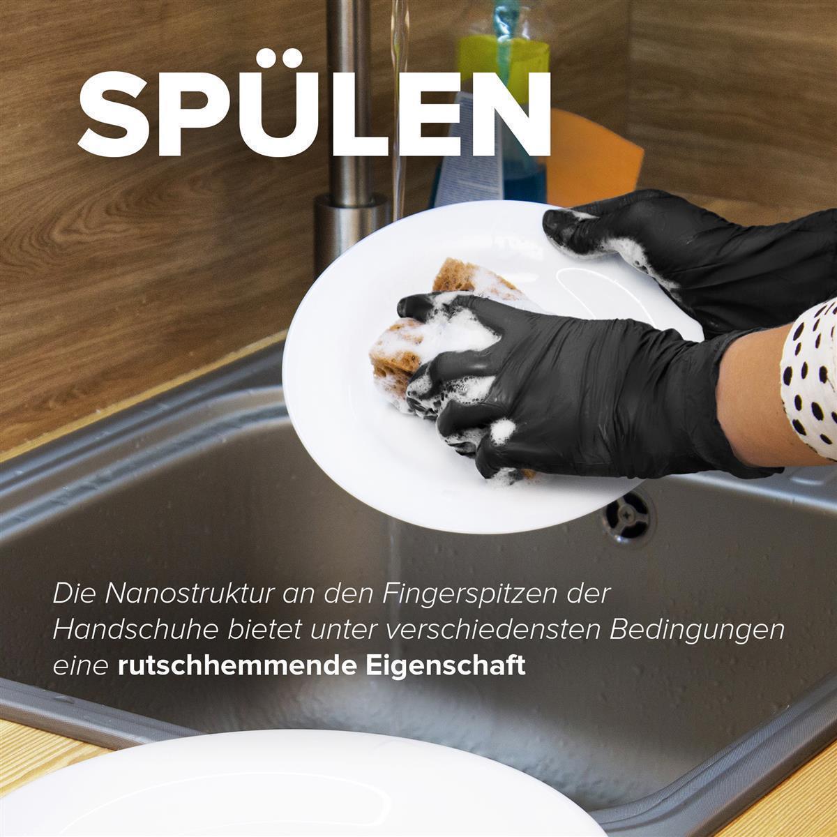 Einweg-Nitril-Handschuhe Größe S, Puderfrei und Latexfrei, Einmalhandschuhe Untersuchungshandschuhe 100 st - Schwarz - Hard-Germany