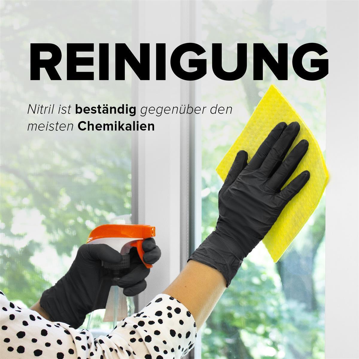 Einweg-Nitril-Handschuhe Größe S, Puderfrei und Latexfrei, Einmalhandschuhe Untersuchungshandschuhe 100 st - Schwarz - Hard-Germany