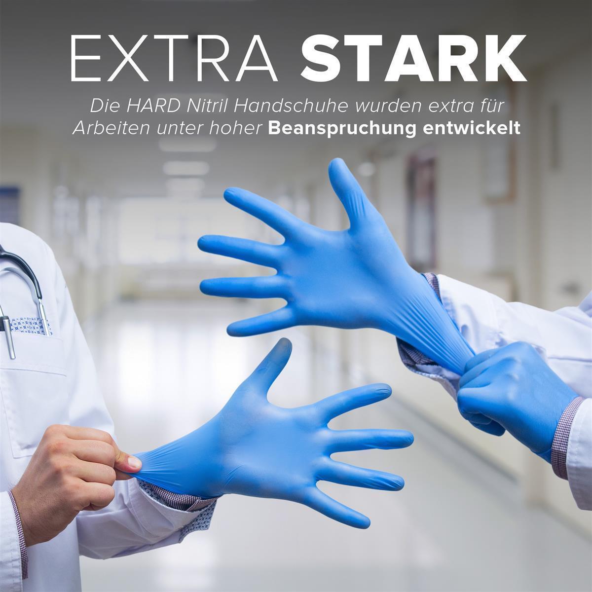 Einweg-Nitril-Handschuhe Größe XXL, Puderfrei und Latexfrei, Einmalhandschuhe Untersuchungshandschue 100 st - Blau - Hard-Germany