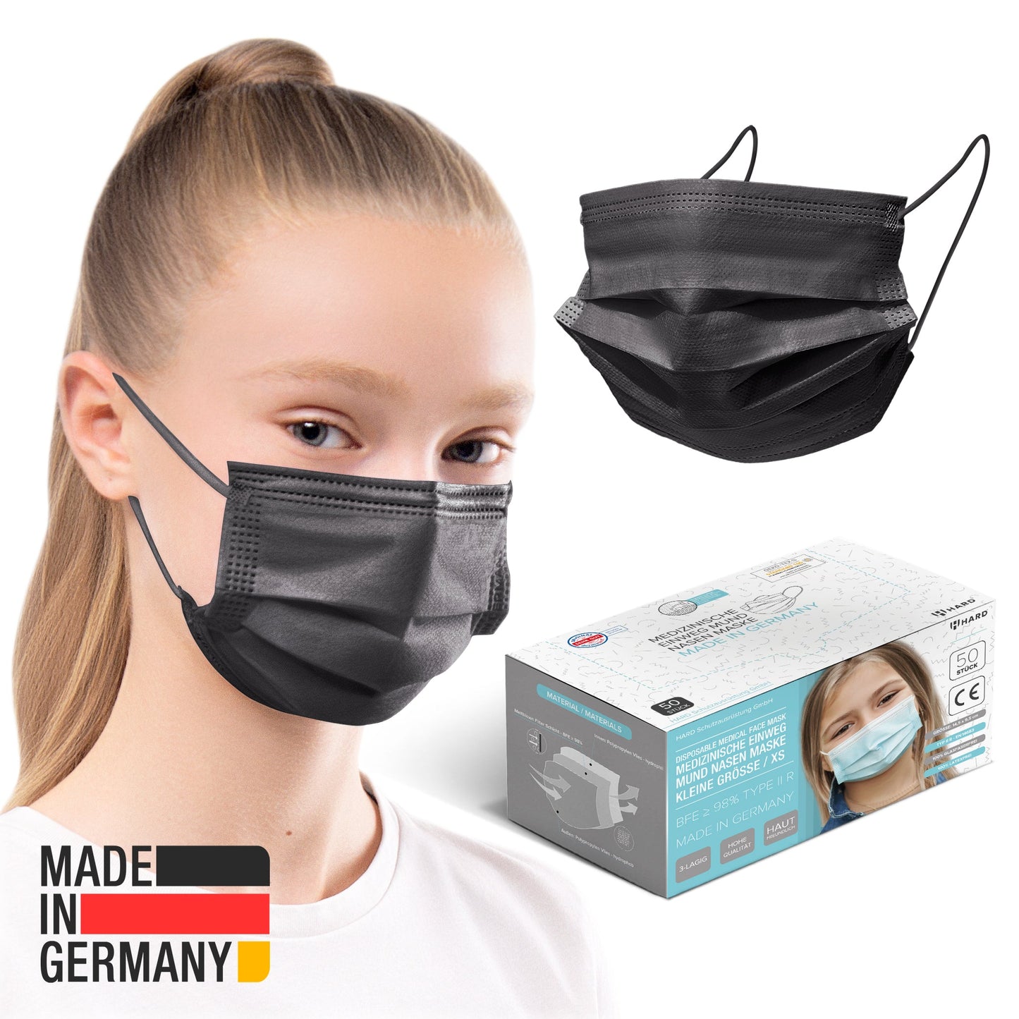 Hard 50x medical mouth protection for children CE certified according to EN14683