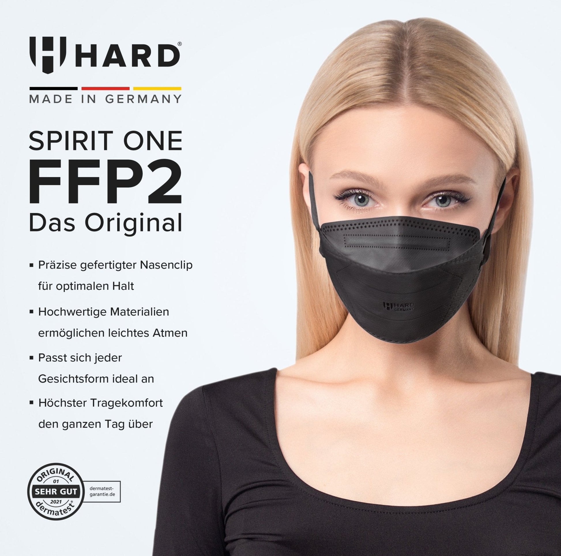 20 X HARD FFP2 Maske - SPIRIT ONE Atemschutzmaske für Erwachsene - Hard-Germany