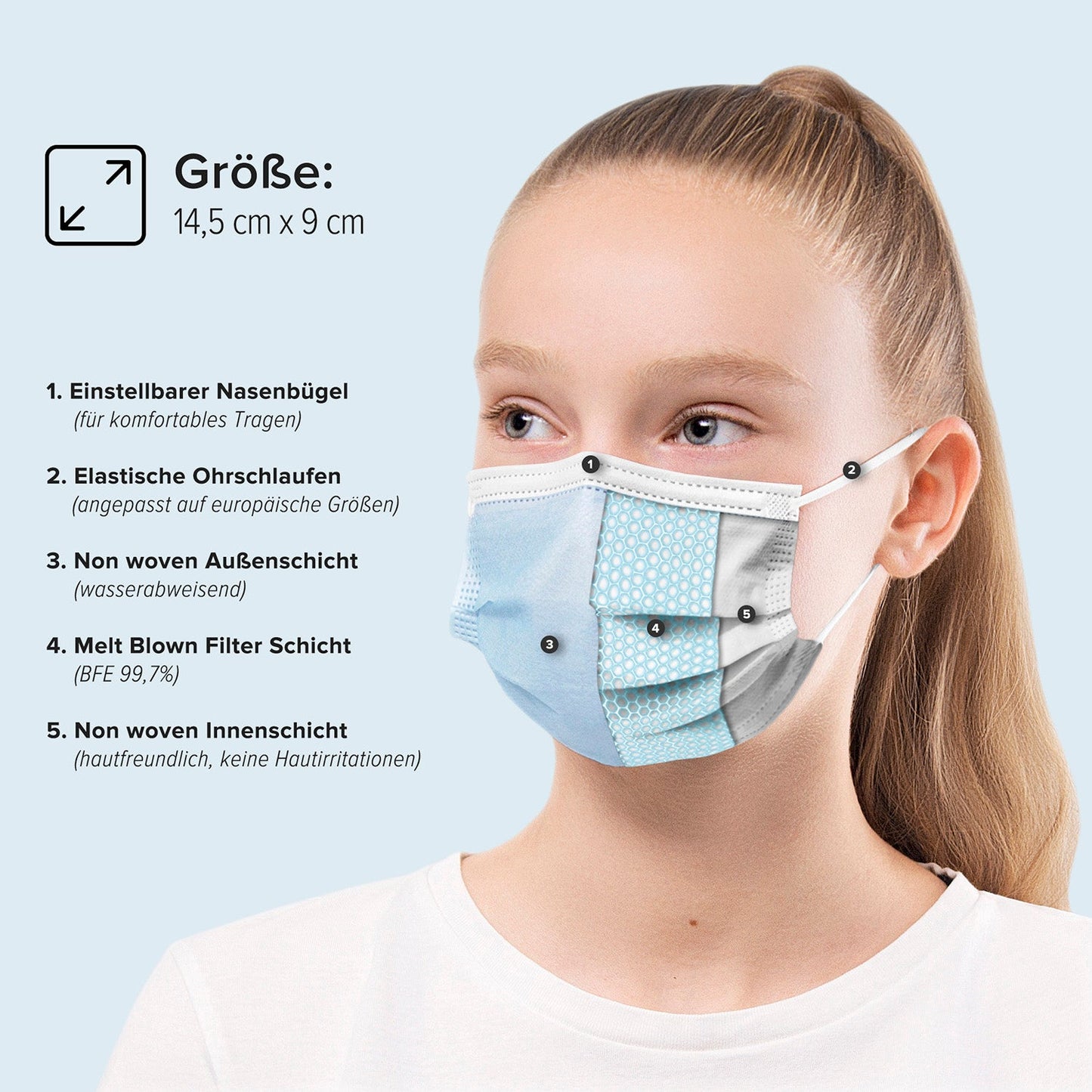 Hard 50x medical mouth protection for children CE certified according to EN14683
