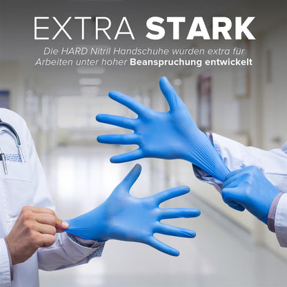 Einweg-Nitril-Handschuhe Größe L, Puderfrei und Latexfrei, Einmalhandschuhe Untersuchungshandschue 100 st - Blau - Hard-Germany
