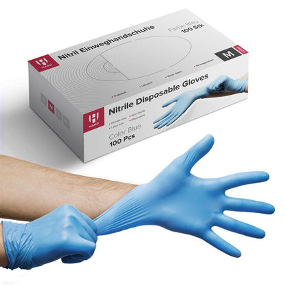 Einweg-Nitril-Handschuhe Größe XL, Puderfrei und Latexfrei, Einmalhandschuhe Untersuchungshandschue 100 st - Blau - Hard-Germany